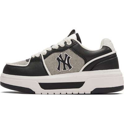 MLB Chunky Voering Stof Synthetisch Leer New York Yankees Vintage Canvas Patchwork Comfortabele Veelzijdige Lage Sneakers 3ASXLSL4N-50BKS 36.5