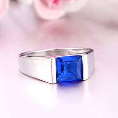Bagues de Fiançailles en Cristal Bleu de Haute Qualité Mode Atmosphérique Bague Incrustée de Zircon Bleu Bijoux pour Homme 11 gray