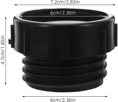 Dailygoods tankdeksel - Adapter voor schroefdraad - Zwart - Kunststof - 60 mm fijne en grove schroefdraad - Geschikt voor drinkwater - 6 x 6 x 4 cm