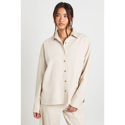 boohoo Dames Oversized Chambray Overhemd | Ecru | Maat: 34