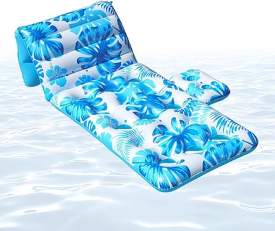 Opblaasbare Lounger - Drijvend Ligbed - Water Ontspanning - Met Bekerhouder - 160x80 cm - Blauw