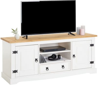 Lowboard TEQUILA 140 cm van massief hout - wit/bruin