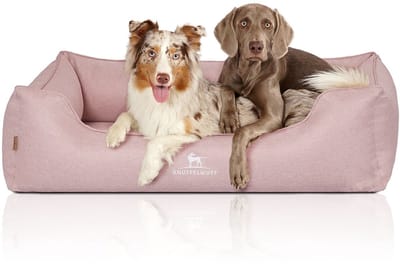 Knuffelwuff orthopedisch hondenbed Luisa van velours met fijn handgeweven karakter Sunshine Edition XL 105 x 75cm roze