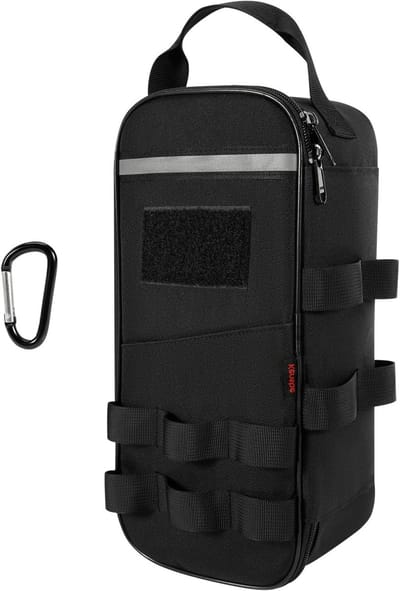 Draagbare gereedschapstas (12 inch, 31 x 15 x 10 cm) met karabijnhaak en stevige draaggreep, ideaal voor motorfiets, racefiets en elektricien, robuuste en praktische opbergoplossing