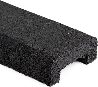 Rubbermagazijn - Rubber rand zwart - 100x10x6cm - Recycled rubber
