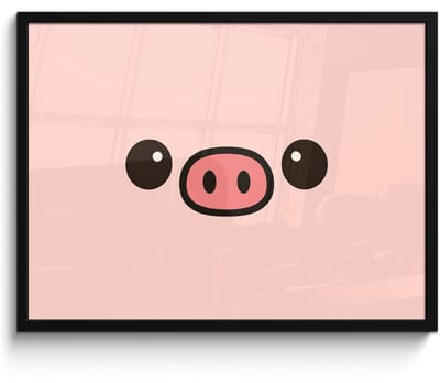 Poster in lijst - Fotolijst 80x60 cm - Posters - Varken - Roze - Minimalistisch - Posterlijst zwart - Decoratie - Wanddecoratie woonkamer - Muurdecoratie slaapkamer