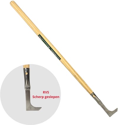 Synx Tools Voegenmes Onkruidkrabber RVS – voegenkrabber – onkruidborstel - onkruidmes - krabbers / schrapers - voegenkrabber met steel – Totale lengte 84 cm