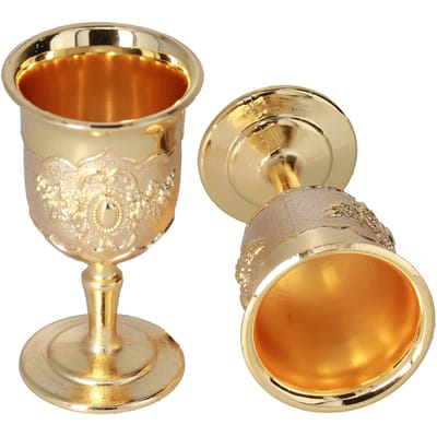 2 Pièces Calice Européen Haut de Gamme Ornements Rétro Dorés pour Décoration de Voyage Collection beige