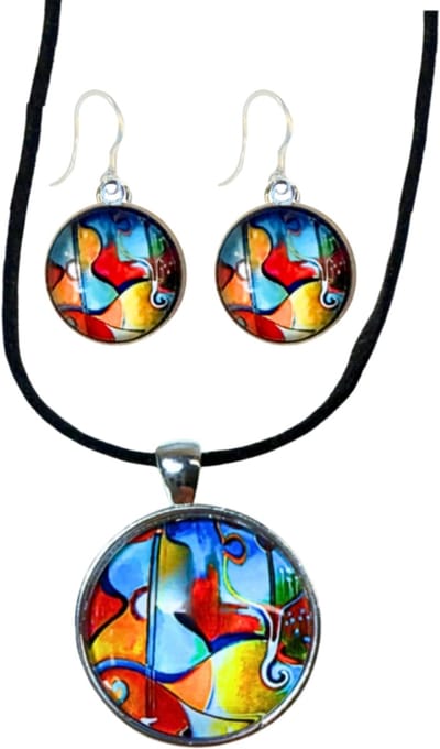 Set Rivka -allergrievrij oorbellen -rood en ketting - Charme Bijoux