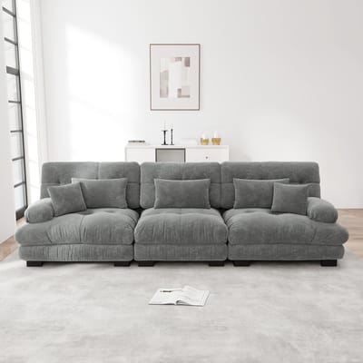 3-zits hoeksbank, diep zitontwerp, fluwelen slaapbank, voor woonkamer, appartement, studio, kantoor, grijs