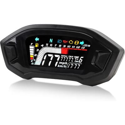 Compteur de vitesse LCD numérique pour moto, odomètre, tachymètre RPM, indicateur de température de l'eau pour cylindre simple, double, quatre cylindres black