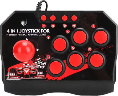 Bedrade joystick met sferische metalen joystick en 6 ronde bedieningsknoppen - accessoires voor spellen - Switch/PC/PS3 .