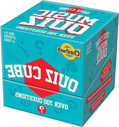 Muziekquiz Kubus - Trivia Spel - Feestspel - 744 Muziekvragen - 11 cm x 11 cm x 11 cm - Turkoois