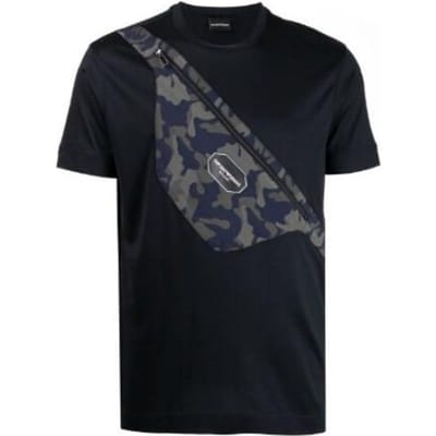 Emporio Armani Bedrukt Rond Hals Kortmouw T-shirt Heren tops Marineblauw 6K1TB1-1JUVZ-0920 M black