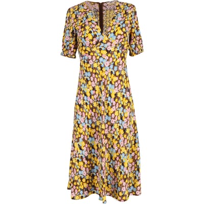 Diane Von Furstenberg midi-jurk met bloemenprint in gele viscose