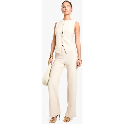boohoo Dames Getextureerde wijde pijpenbroek | Creme | Maat: 42