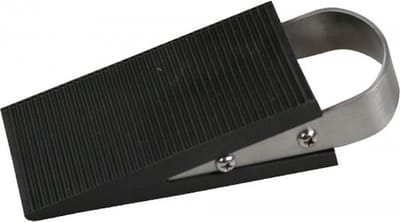 Deurstopper - Zwart - Rubber - RVS - Binnen en Buiten - 12,5 x 5 x 3 cm -  Voordeel Set 2 Stuks