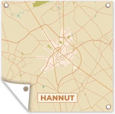 Tuin poster Hannuit - Plattegrond - Stadskaart - Kaart - Vintage - 200x200 cm - Tuindoek