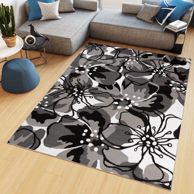 Tapiso Maya Vloerkleed Grijs Tapijt Woonkamer Bloemen Kleed Maat- 180x250