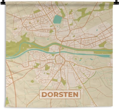 Wandkleed - Wanddoek - Dorsten - Plattegrond - Kaart - Stadskaart - Vintage - 180x180 cm - Wandtapijt