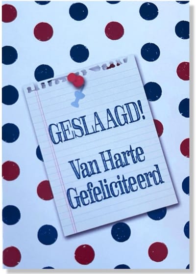 Geslaagd Wenskaart - 12x17cm - Gevouwen kaart inclusief envelop - Diploma Gehaald