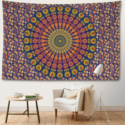 Abstract Geel Kern Mandala Wandtapijt Wandhanger Minimalistische Kunst Boheemse Mysterieuze Hekserij Woonkamer Woondecoratie 95x73CM brown