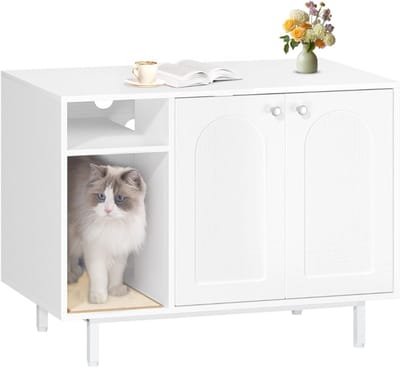 Zyrex® Kattenbak Kast - Kattenhuis - Kattenmand - Wit - 80cm x 50cm x 61cm