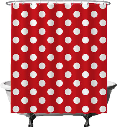 Ulticool - Douchegordijn Anti Schimmel – Retro Vintage Rood - Inclusief Ringen - 180x200 cm - Waterdicht & Wasbaar - Semi Transparant