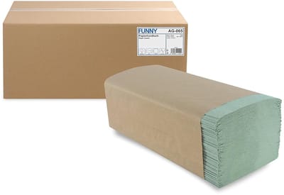 Groene Papieren Handdoekrol ZZ-Vouw 1 Laags Scheurvast - Grote Verpakking 5000 Vellen