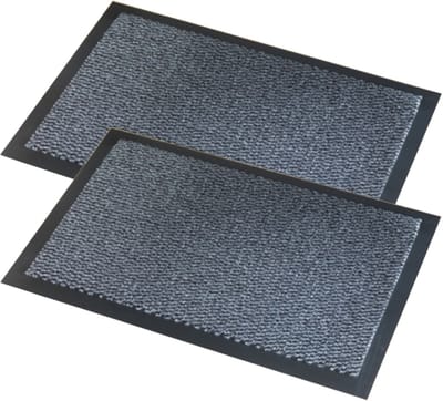 Wicotex Deurmat Faro - 2x stuks - zwart/grijs - 60 x 80 cm - schoonloopmat - Inloopmat