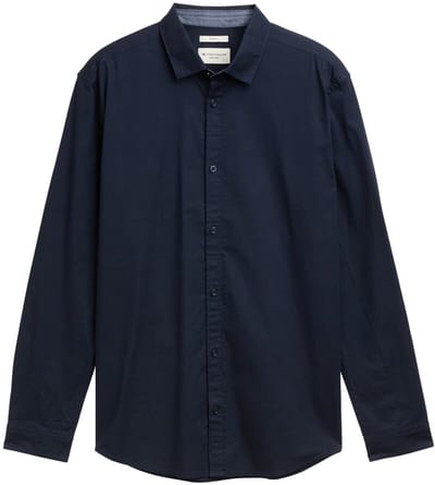 Tom Tailor - Regular fit overhemd met stretch - Maat XS - sky captain blue