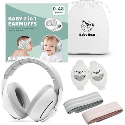 Casque Anti Bruit Enfants casque anti bruit bébé WENZYLIQUOX : protection auditive Confortable et réglable CE Certifié blanc