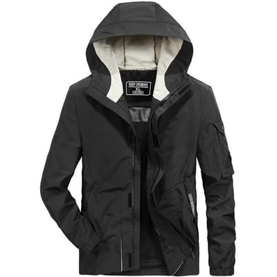 Lente nieuwe herenjas Koreaanse versie van casual hooded grote maat losse jas 4XL black