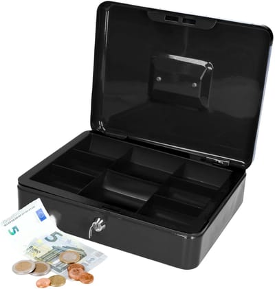 Benson Geldkistje/kluisje - zwart - met slot - 30 cm - geld opbergen