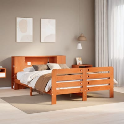 vidaXL - Bedframe - zonder - matras - massief - grenenhout - wasbruin - 135x190 - cm