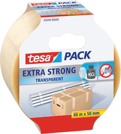 Verpakkingstape tesapack® Extra Strong 66mx50mm pvc transparant | 6 stuks