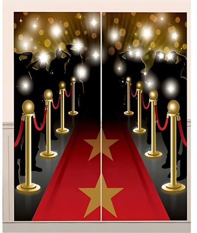 Amscan Scene Setter hollywood thema - 82 x 165 cm - plastic - wandversiering - muurdecoratie - poster rode loper