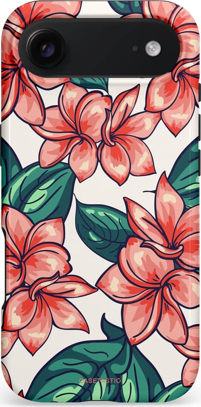 Casetastic hoesje geschikt voor Apple iPhone Air - MagSafe - Dubbellaagse bescherming - Bloemenparadijs - Fashion Case - Koraal Wit Donkergroen