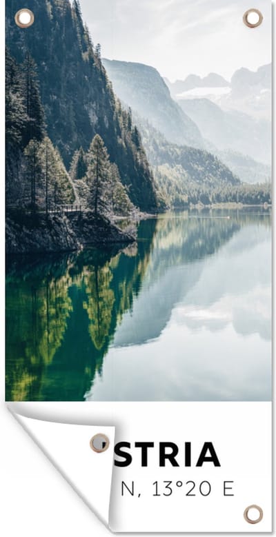 Schuttingposter Oostenrijk - Water - Groen - Alpen - 100x200 cm - Tuindoek