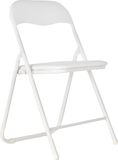 EASTWALL Klapstoel Premium – Vouwstoel – Bijzetstoel Binnen – tot 90kg belastbaar – 43cm zithoogte - Staal/katoen/PVC - Wit