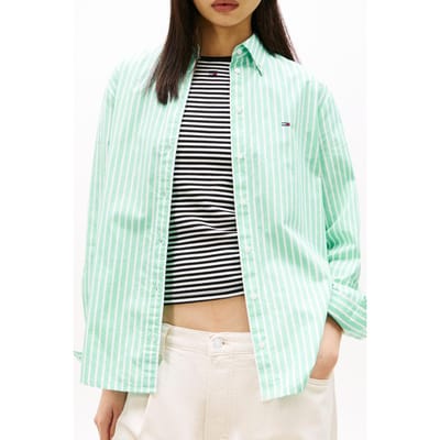 Tommy Hilfiger Regular Poplin Shirt Tropical Tide/stripe Größe: S | Business hemden Outlet | Damen