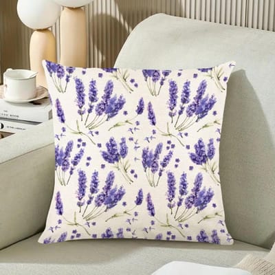 Nordic Spring Lavendel Print Home Decor Kussensloop Slaapkamer Woonkamer Sofa Decoratie Polyester Kussenhoes met Rits 50x50cm