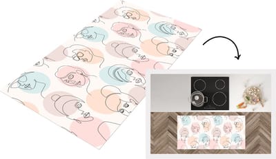 Keukenloper - Loper keuken - Vrouwen - Pastel - Line Art - Patronen - 120x60 cm - Keukenloper vinyl