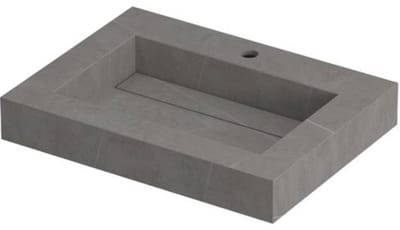 INK Pitch Wastafel Keramische Slab Bak met Drain en Front en Side Skirts 1 Kraangat - 600x450x90 mm - Armani Grey Mat