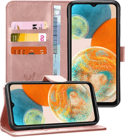 Hoesje geschikt voor Samsung A23 - Book Case Kunstleer Wallet Cover Portemonnee Pasjeshouder Hoes Roségoud