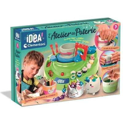 CLEMENTONI - De Pottenbakkerswerkplaats - Elektrische Draaischijf - Vanaf 7 Jaar - Complete Set met Klei, Verf, Vormen