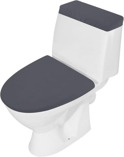 Toiletdekselhoes Tankhoes - Toiletbeschermer Set - Badkamer Decoratie - Wasbare Spandex Stof - Past Meeste Toiletten - Donkergrijs