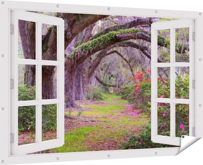 Gards Tuinposter Doorkijk Sprookjesbos - 180x120 cm - Tuindoek - Tuindecoratie - Wanddecoratie buiten - Tuinschilderij