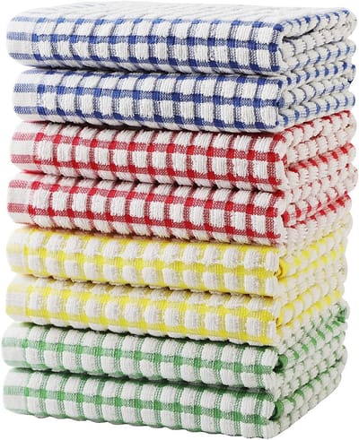 Famanu - Set van 8 katoenen keukendoeken 45x66 cm, absorberend en duurzaam, multicolor