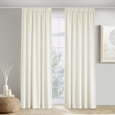Famanu – Transparante vitragegordijnen, natuurlijke tint, set van 2 panelen voor woonkamer of slaapkamer